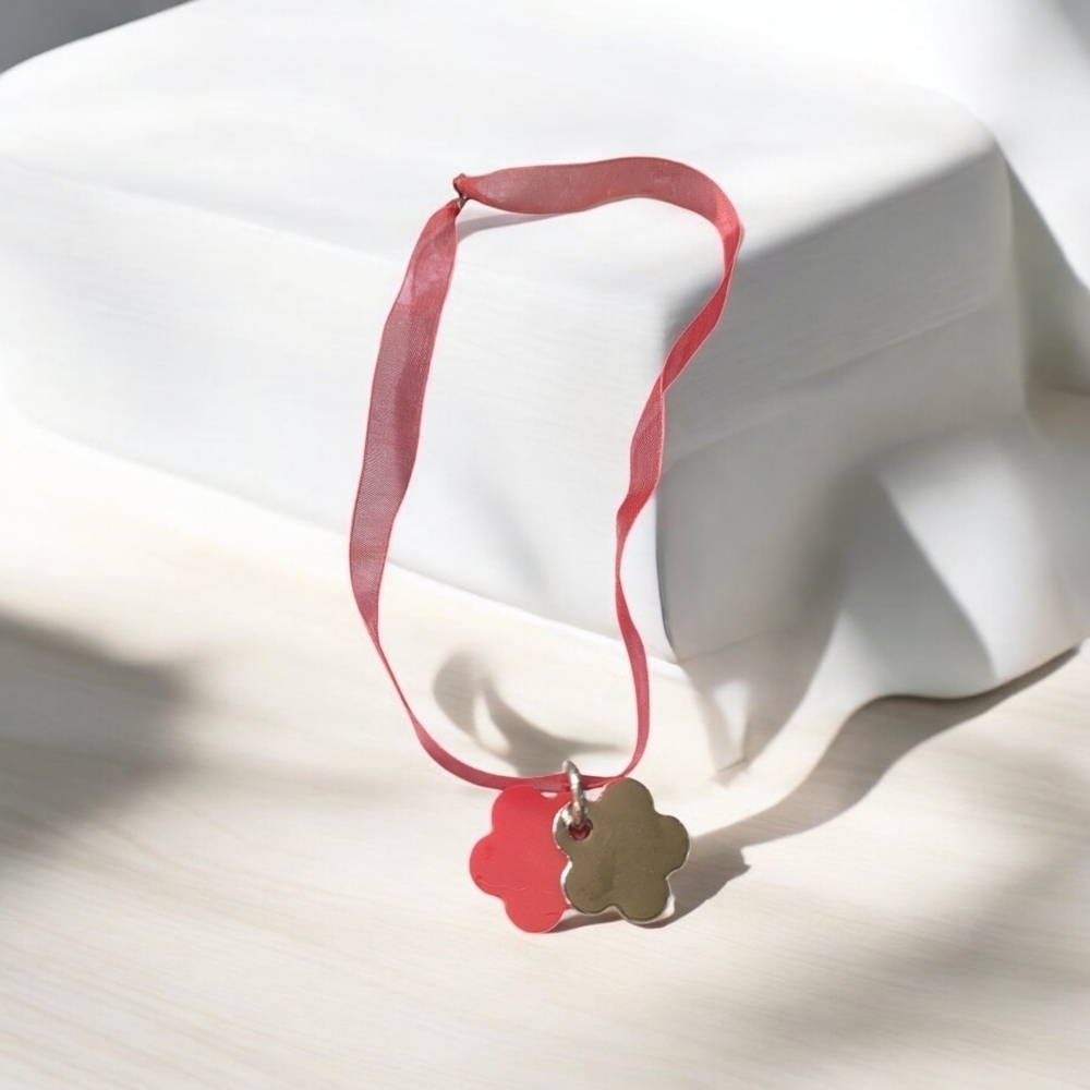 Red Ribbon and Silver shamrock bracelet
